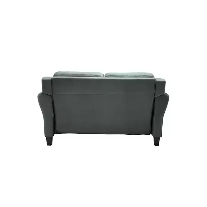 Outlet Kirklands Home Dark Kelly Microfiber Rolled Arm Loveseat Gray
