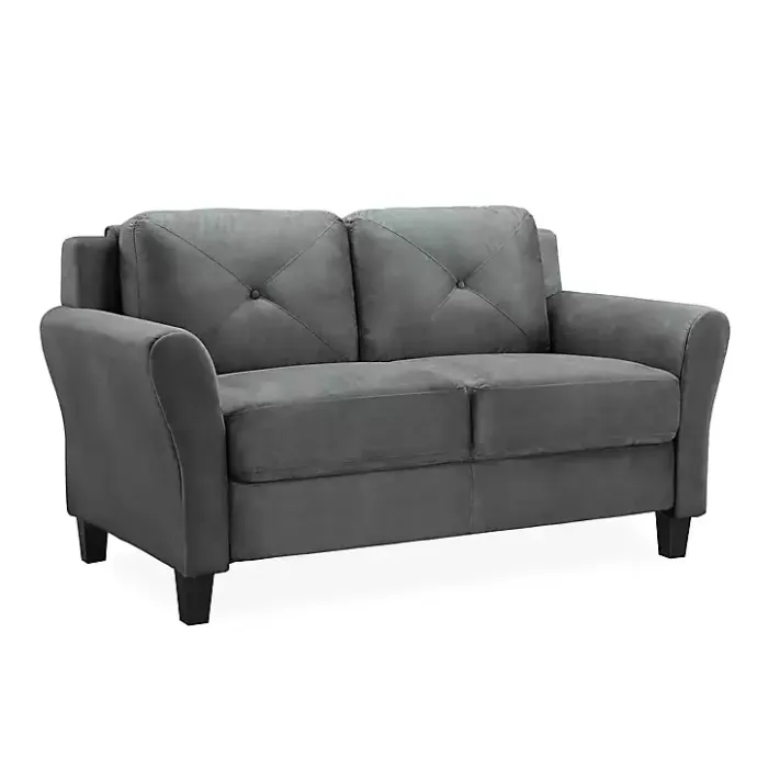 Outlet Kirklands Home Dark Kelly Microfiber Rolled Arm Loveseat Gray