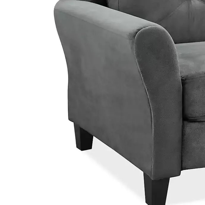 Outlet Kirklands Home Dark Kelly Microfiber Rolled Arm Loveseat Gray