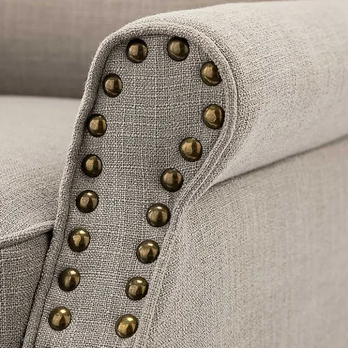 Kirklands Home Dark Miriam Nailhead Trim Armchair Gray