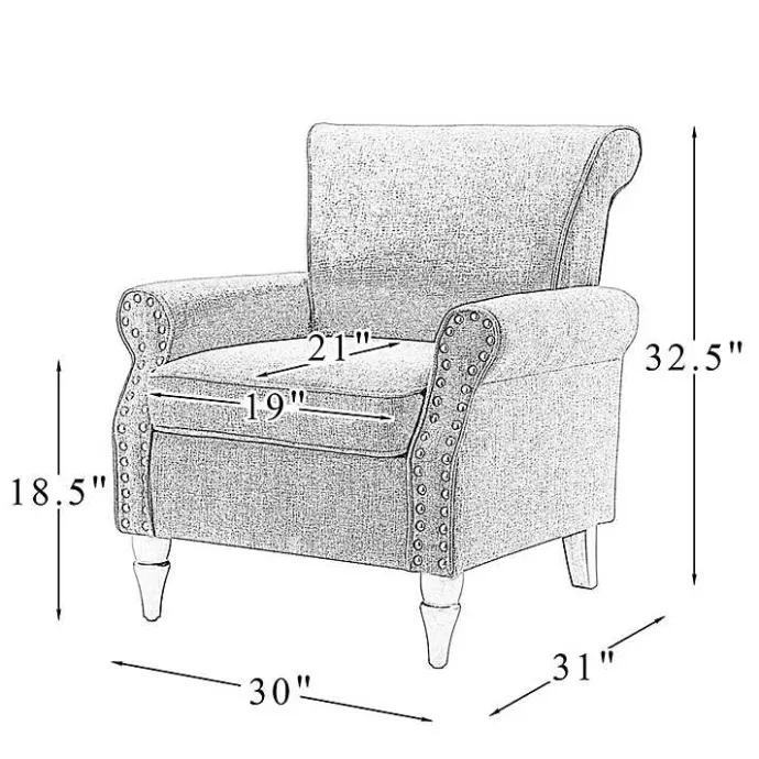 Kirklands Home Dark Miriam Nailhead Trim Armchair Gray
