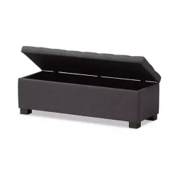 New Kirklands Home Dark Tufted Contemporary Storage Bench Gray