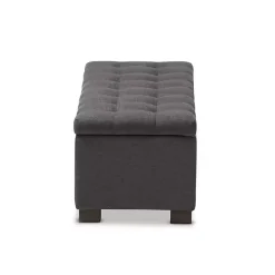 New Kirklands Home Dark Tufted Contemporary Storage Bench Gray