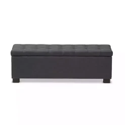 New Kirklands Home Dark Tufted Contemporary Storage Bench Gray