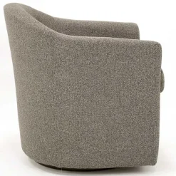 Best Kirklands Home Dark Tufted Swivel Barrel Accent Chair Gray