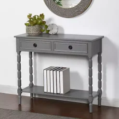Online Kirklands Home Dark Wood 2-Drawer Barrett Console Table Gray