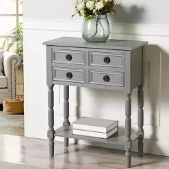 Sale Kirklands Home Dark Wood 4-Drawer Barrett Console Table Gray