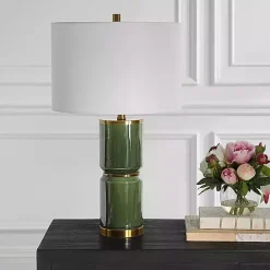 Sale Kirklands Home Dark Green and Gold Eva Table Lamp White