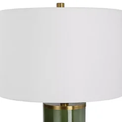 Sale Kirklands Home Dark Green and Gold Eva Table Lamp White