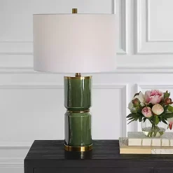 Sale Kirklands Home Dark Green and Gold Eva Table Lamp White
