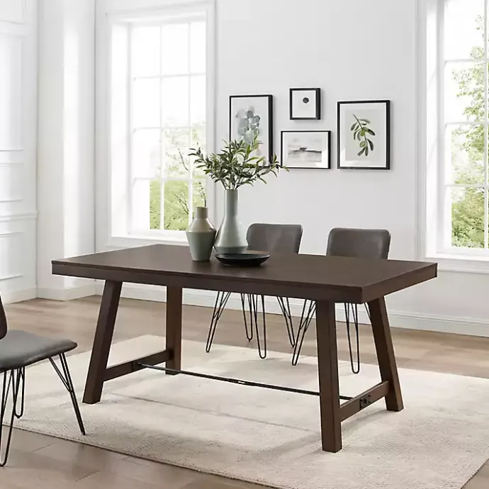 Kirklands Home Dark Oak Wood Rustic Dining Table