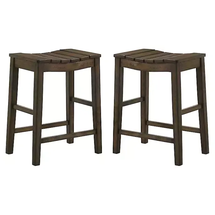 Sale Kirklands Home Dark Oak Wood Whitcombe Counter Stools, Set of 2 Brown