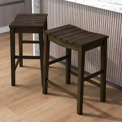 Sale Kirklands Home Dark Oak Wood Whitcombe Counter Stools, Set of 2 Brown