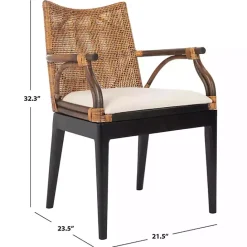 Best Kirklands Home Dark Rattan and Mahogany Gianni Accent Chair Brown