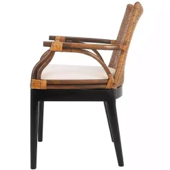 Best Kirklands Home Dark Rattan and Mahogany Gianni Accent Chair Brown