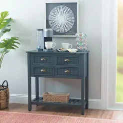 Outlet Kirklands Home Dark Teal Beadboard Console Table Blue
