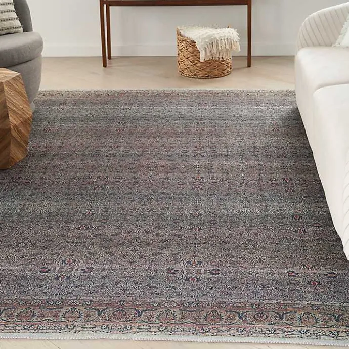 Sale Kirklands Home Dark Vintage Floral Washable Area Rug, 5x7 Gray
