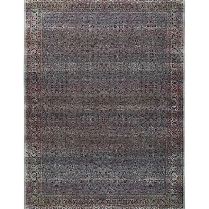 Discount Kirklands Home Dark Vintage Floral Washable Area Rug, 7x9 Gray