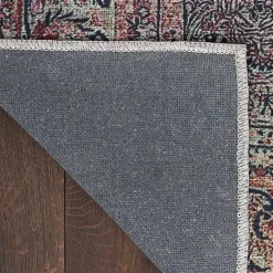 Discount Kirklands Home Dark Vintage Floral Washable Area Rug, 7x9 Gray