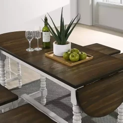 Online Kirklands Home Dark Walnut & White Wood Ema Counter Height Table Brown