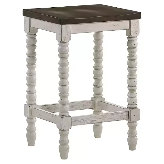Online Kirklands Home Dark Walnut & White Wood Ema 2-pc. Counter Stools Brown
