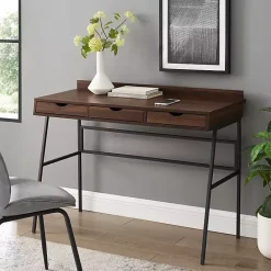 Kirklands Home Dark Walnut Angled 3-Drawer Desk