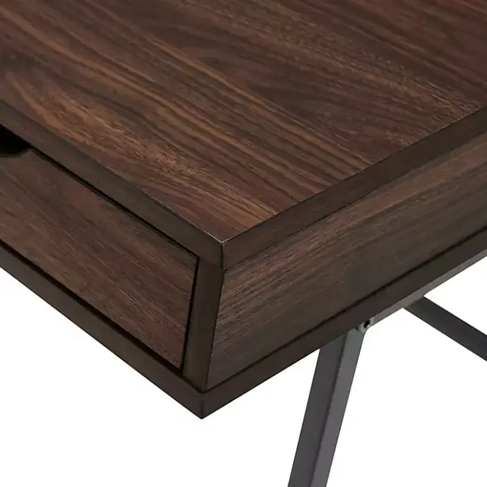 Kirklands Home Dark Walnut Angled 3-Drawer Desk