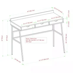 Kirklands Home Dark Walnut Angled 3-Drawer Desk