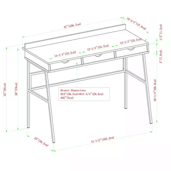 Kirklands Home Dark Walnut Angled 3-Drawer Desk