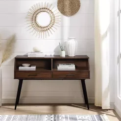 Sale Kirklands Home Dark Walnut 2-Drawer Henry Console Table Brown