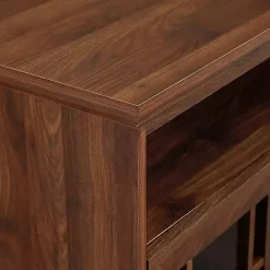 Kirklands Home Dark Walnut Glass Door Classic TV Stand Brown