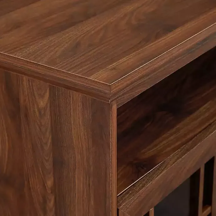 Kirklands Home Dark Walnut Glass Door Classic TV Stand Brown