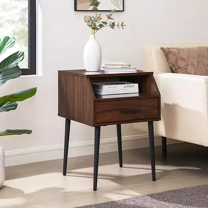 Outlet Kirklands Home Dark Walnut Open Storage Accent Table Brown