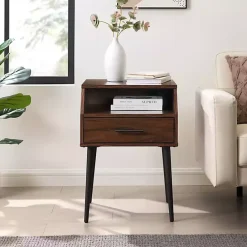 Outlet Kirklands Home Dark Walnut Open Storage Accent Table Brown