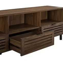 Sale Kirklands Home Dark Walnut Rustic Slat Door TV Stand, 70 in. Brown