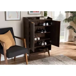 Outlet Kirklands Home Dark Walnut 5-Shelf Wooden Shoe Cabinet Brown