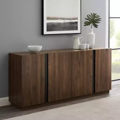 Hot Kirklands Home Dark Walnut Wood and Black Metal Sideboard