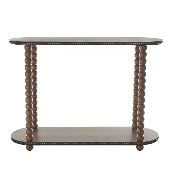 Discount Kirklands Home Dark Wood Beaded Spindle Console Table Brown