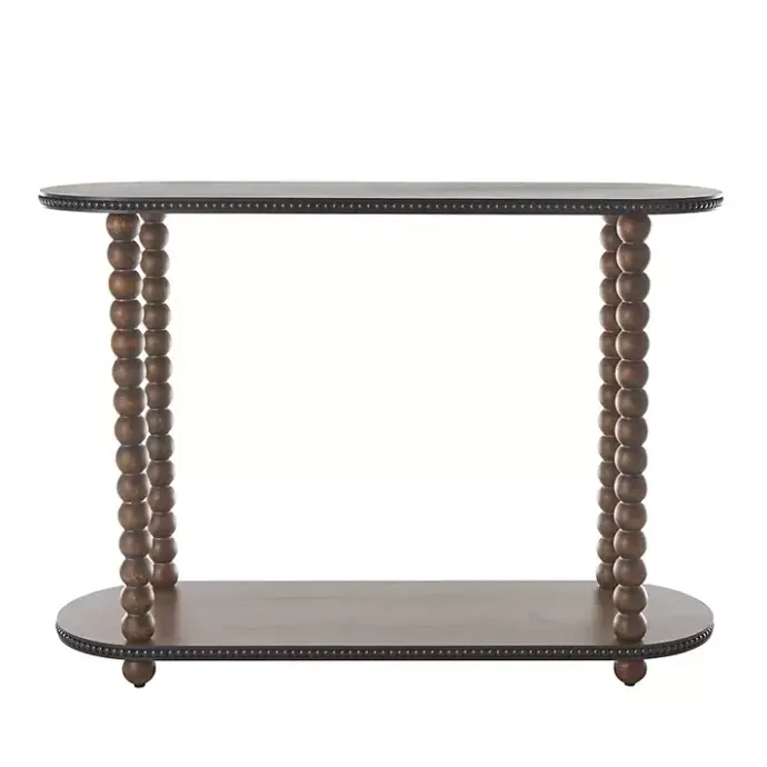 Discount Kirklands Home Dark Wood Beaded Spindle Console Table Brown