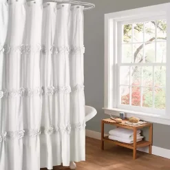 Clearance Kirklands Home Darla Floral Shower Curtain White