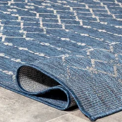 New Kirklands Home Davon Blue Moroccan Trellis Outdoor Rug, 5x8