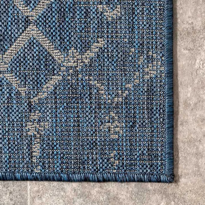 New Kirklands Home Davon Blue Moroccan Trellis Outdoor Rug, 5x8