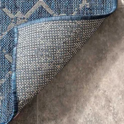 New Kirklands Home Davon Blue Moroccan Trellis Outdoor Rug, 5x8