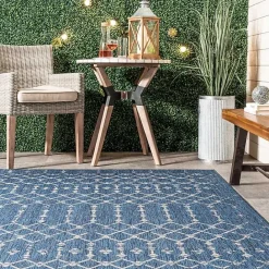 Clearance Kirklands Home Davon Blue Moroccan Trellis Outdoor Rug, 8x10