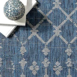 Clearance Kirklands Home Davon Blue Moroccan Trellis Outdoor Rug, 8x10
