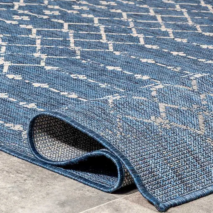 Clearance Kirklands Home Davon Blue Moroccan Trellis Outdoor Rug, 8x10