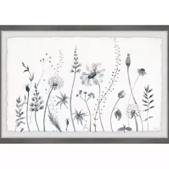 Hot Kirklands Home Deckled Gray Flower Fields Framed Art Print