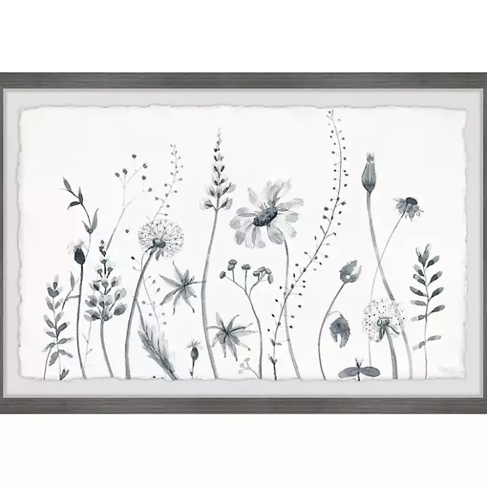 Hot Kirklands Home Deckled Gray Flower Fields Framed Art Print