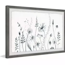 Hot Kirklands Home Deckled Gray Flower Fields Framed Art Print