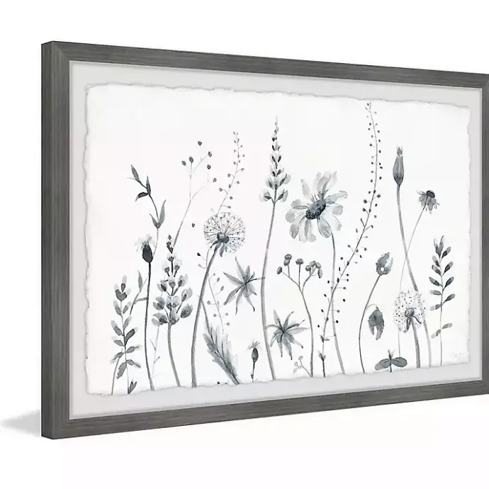 Hot Kirklands Home Deckled Gray Flower Fields Framed Art Print